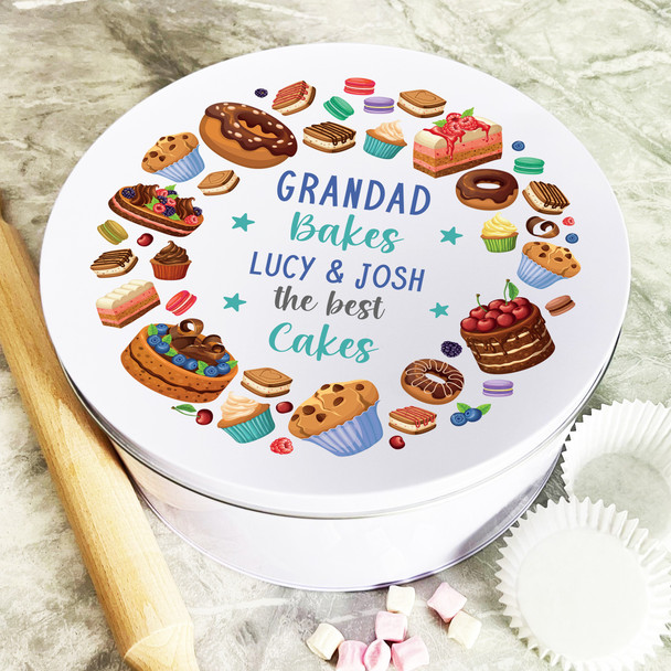 Grandad Bakes The Best Cakes Round Personalised Gift Baking Cake Tin