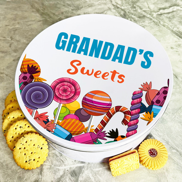 Bright Sweets Granddad's Round Personalised Gift Cake Biscuits Sweets Treat Tin