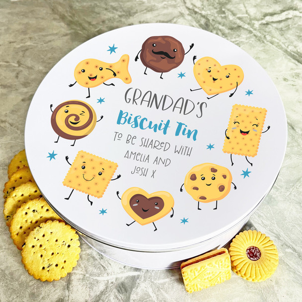 Granddad's To Be Shared With Round Personalised Gift Cookies Treats Biscuit Tin