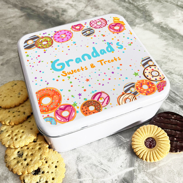 Granddad's Sweets & Treats Donuts Stars Personalised Gift Baking Cake Tin