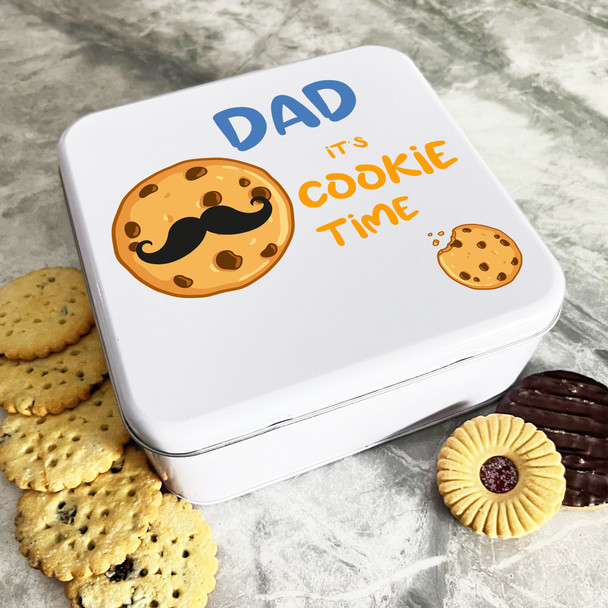 Moustache Cookie Time Dad Personalised Gift Cookies Treats Biscuit Tin