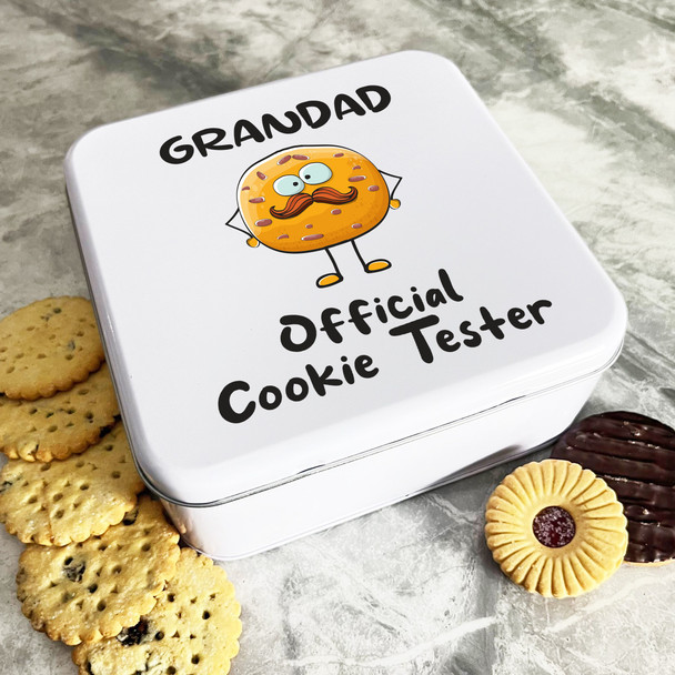 Official Cookie Tester Grandad Personalised Gift Cookies Treats Biscuit Tin