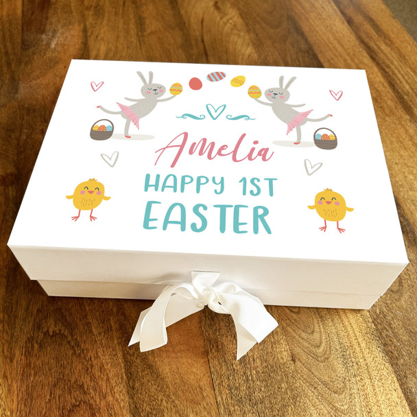 Bunnies Chicks Eggs 1st Easter Personalised Keepsake Hamper Gift Box