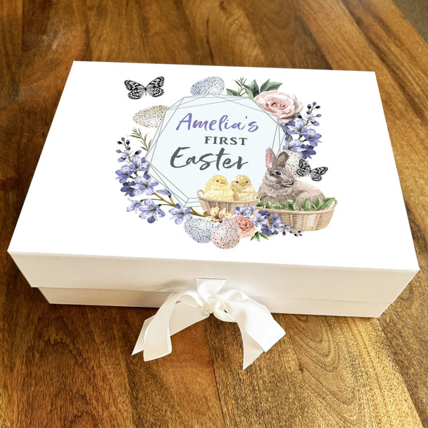 Chicks & Bunny 1st Easter Personalised Keepsake Hamper Gift Box