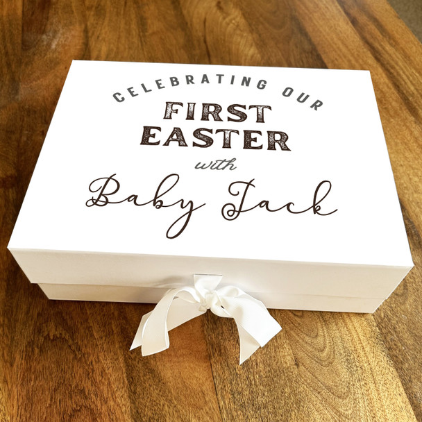 Curly Text First Easter Personalised Keepsake Hamper Gift Box
