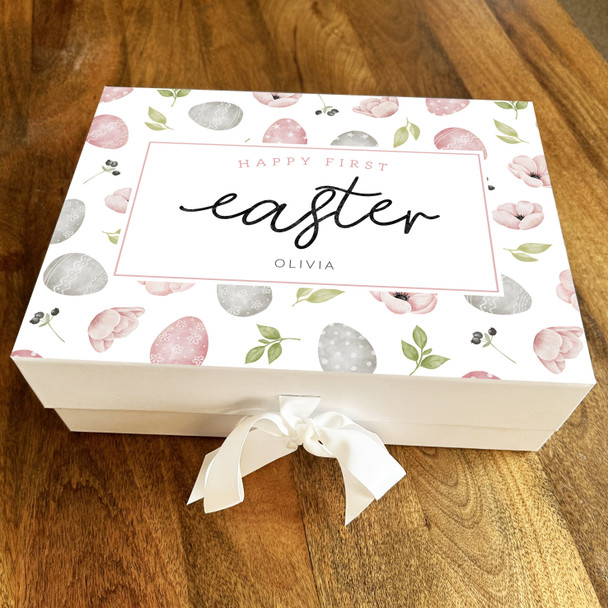Eggs & Flowers Happy First Easter Personalised Keepsake Hamper Gift Box