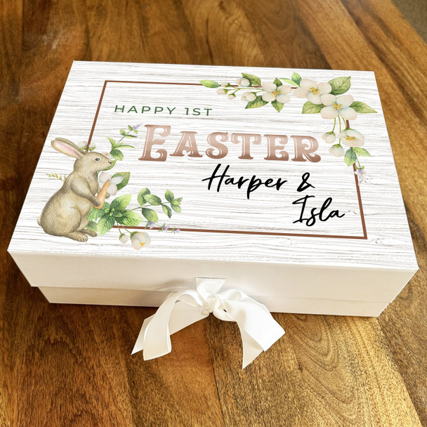 Rabbit & Flowers 1st Easter Personalised Keepsake Hamper Gift Box