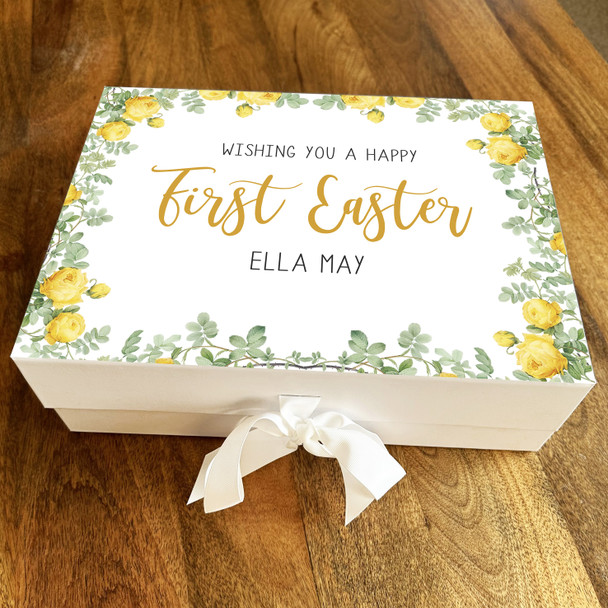 Yellow Flowers Happy 1st Easter Personalised Keepsake Hamper Gift Box