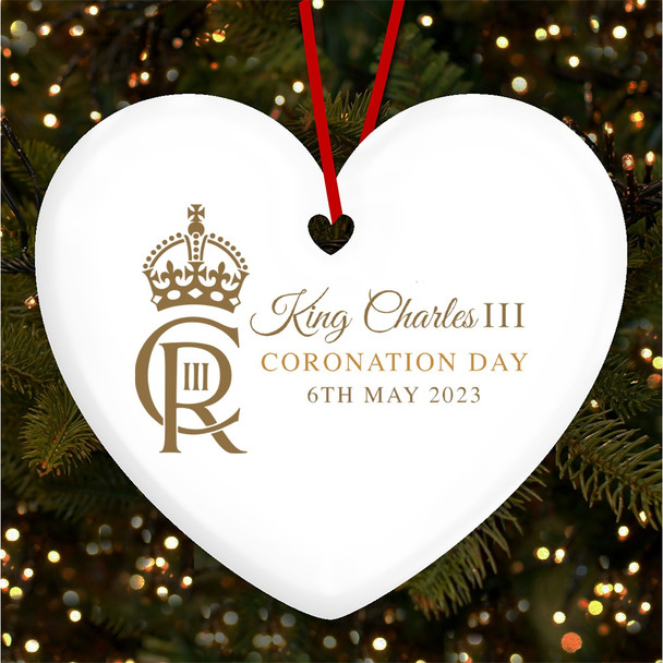 Official Monogram King Charles III Coronation Souvenir Heart Hanging Ornament