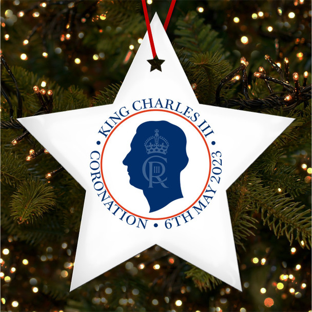Silhouette Profile King Charles III Coronation Souvenir Star Hanging Ornament Silhouette Profile King Charles III Coronation Souvenir Star Hanging Ornament