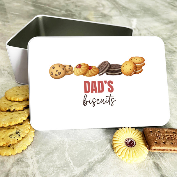 Dad's Biscuits Rectangle Personalised Biscuit Tin