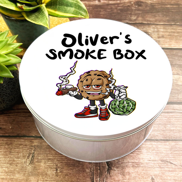 Round Funny Cookie Smoking Weed Personalised Smoke Tin