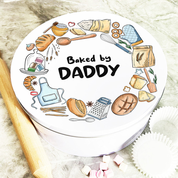 Round Bakery Wreath Baked By Daddy Personalised Cake Tin