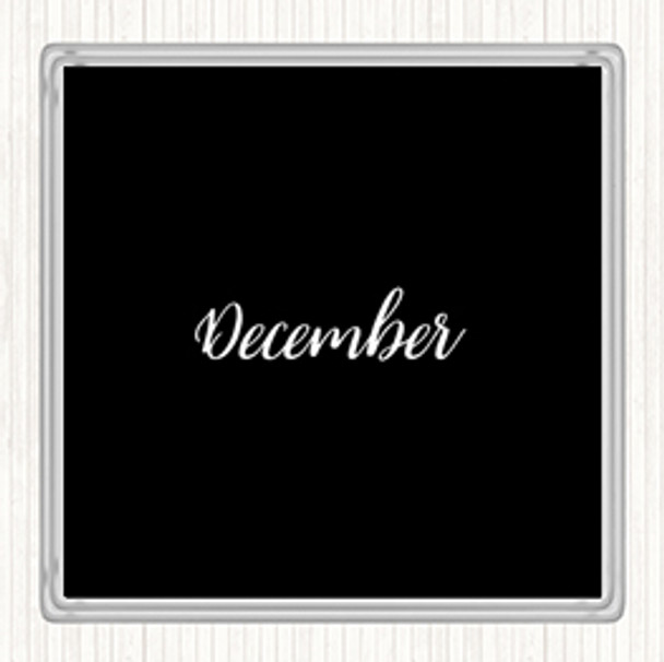 Black White December Quote Coaster