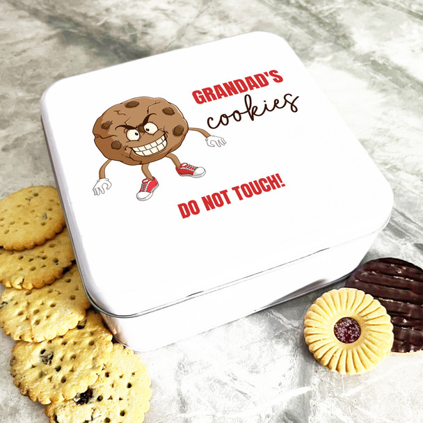 Square Funny Angry Cookie Grandad's Personalised Biscuit Tin