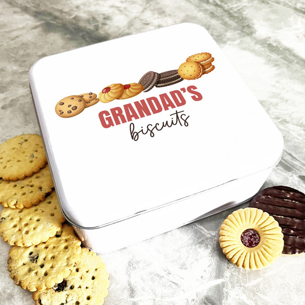 Square Grandad's Biscuits Assortment Personalised Biscuit Tin