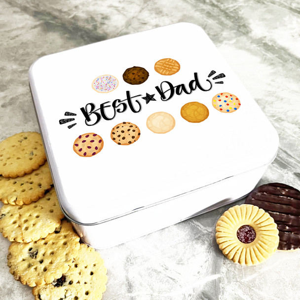 Square Best Dad Cookies Personalised Biscuit Tin