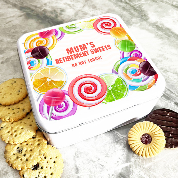 Square Mum Retirement Colourful Sweets Personalised Treat Tin