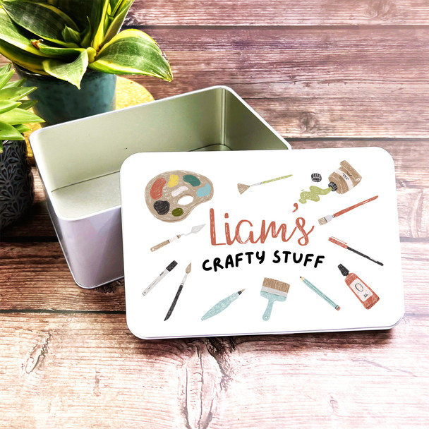Artist Crafts Paint Tools Brushes Personalised Crafty Art Tin
