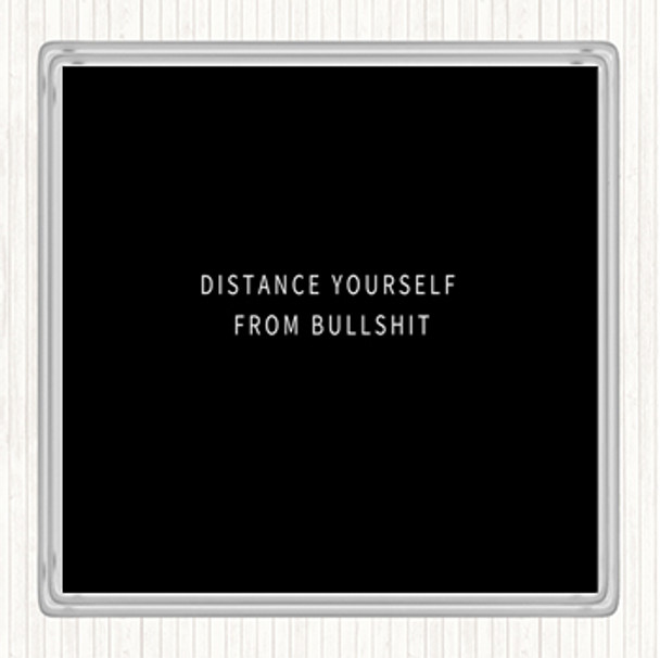 Black White Distance Yourself Quote Coaster