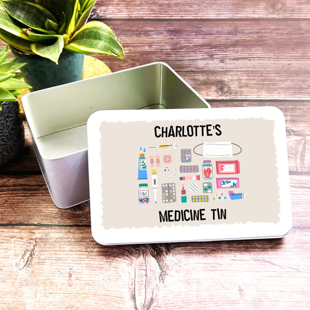 Medical Icons Medicine Rectangle Personalised First Aid Tin