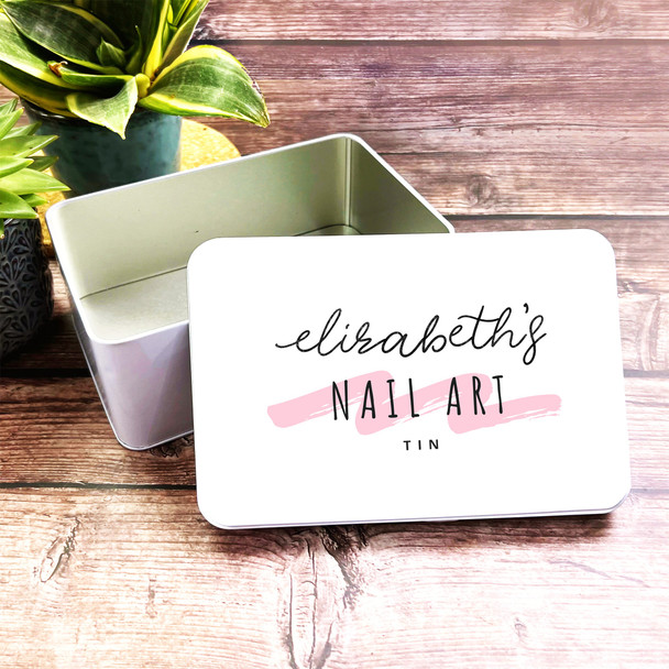 Minimalist Pink Modern Nail Technician Personalised Nail Art Tin