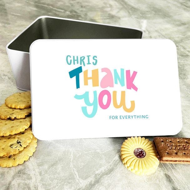 Pastel Lettering Thank You Personalised Bits & Bobs Tin