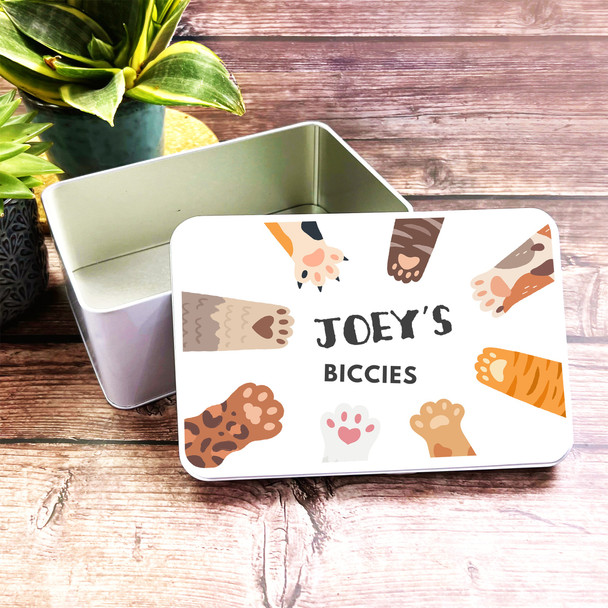 Biscuit Pet Storage Funny Colourful Cats Personalised Cat Treat Tin