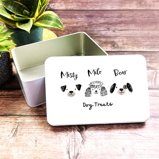 Biscuits Three Dogs Cute Doodle Personalised Dog Treats Tin