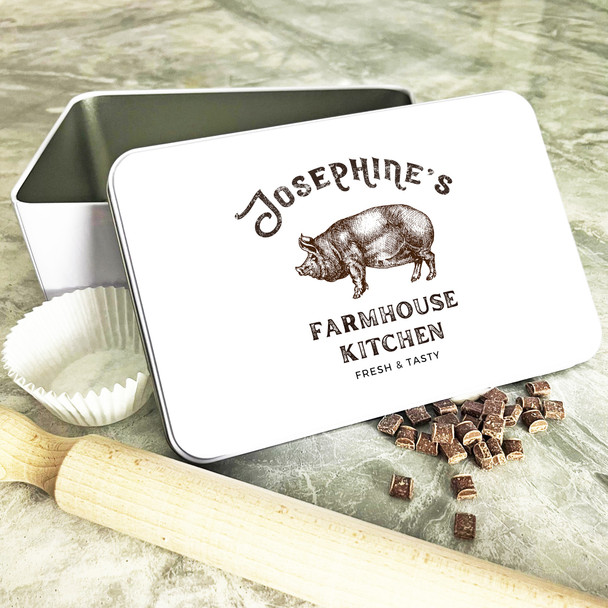 Vintage Style Farmhouse Personalised Kitchen Storage Tin