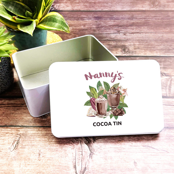 Watercolour Nanny's Hot Chocolate Drink Personalised Cocoa Tin