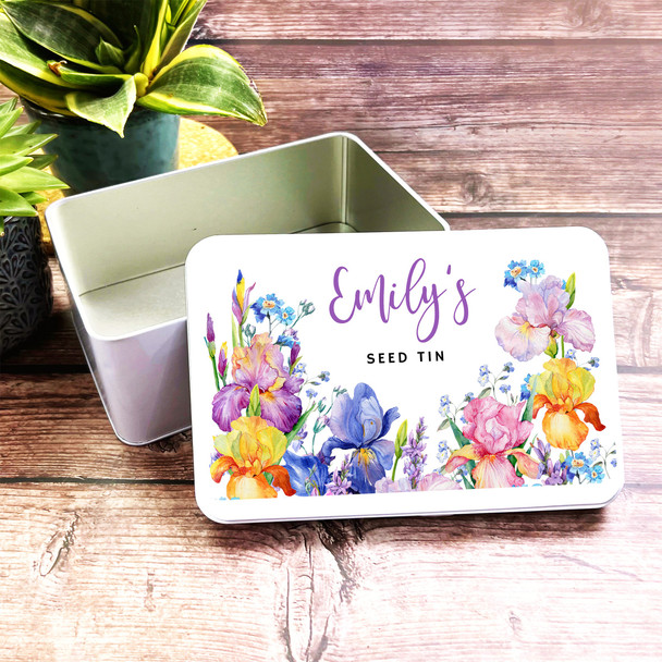 Bright Floral Watercolour Personalised Garden Seed Tin