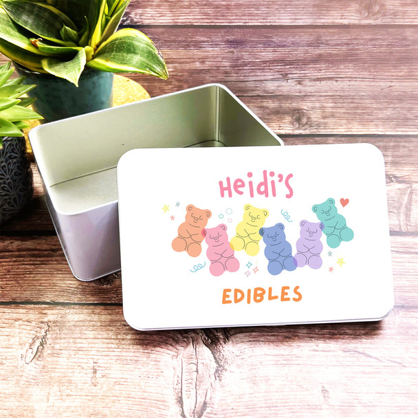 Colourful Gummy Bears Cute Bright Cbd Personalised Edibles Tin