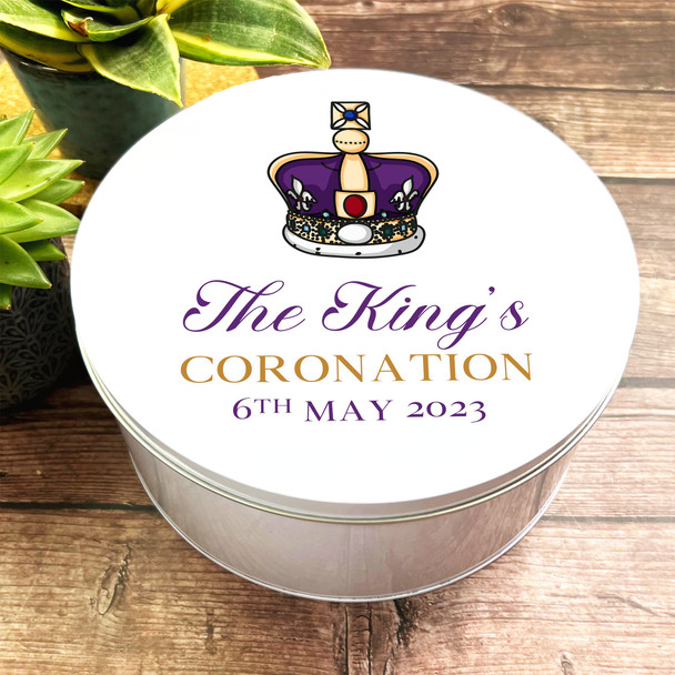 Round The King's Purple Crown King Charles III Coronation Souvenir Tin