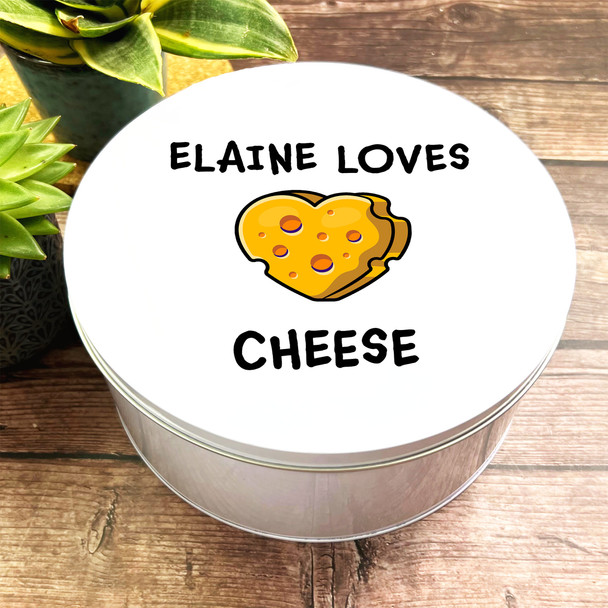 Round Cheese Block Love Heart Personalised Cheese Tin