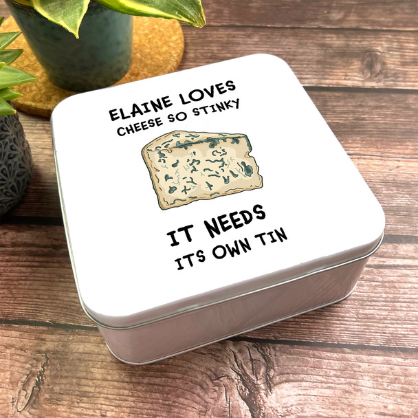Square Funny Novelty Stinky Cheese Storage Blue Cheese Personalised Cheese Tin