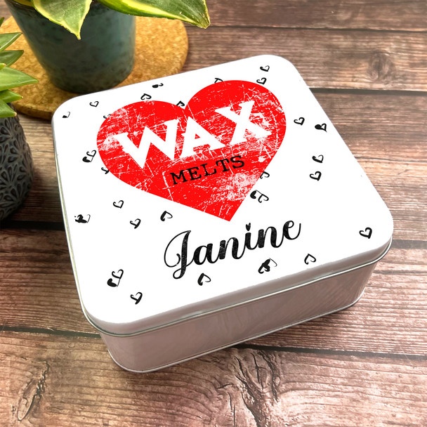 Square Hearts Wax Melts Candle Personalised Tin