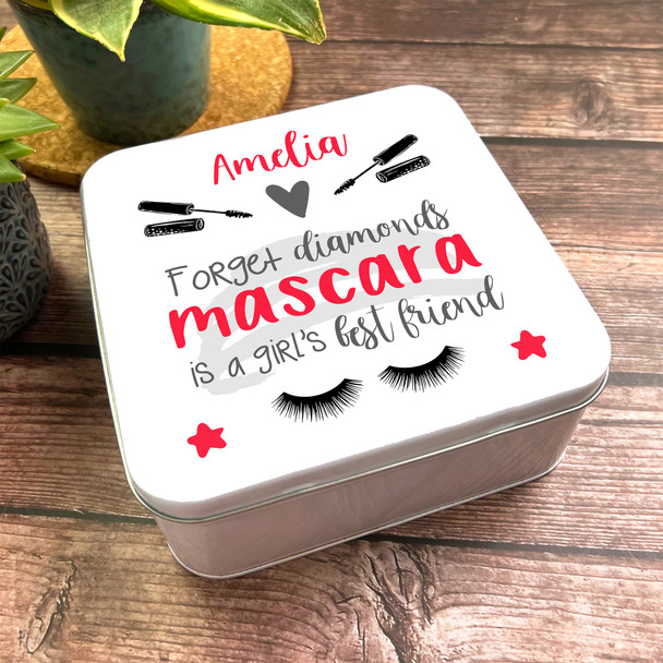 Square Mascara Is A Girl's Best Friend Make Up Personalised Beauty Tin