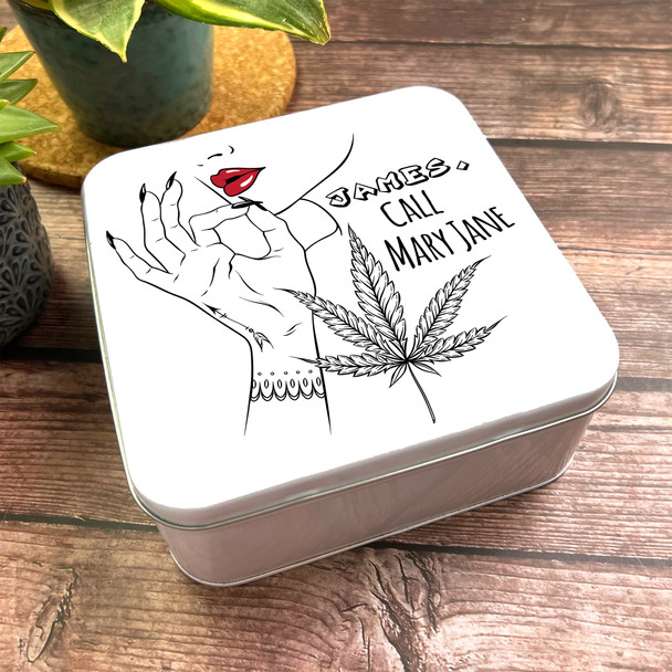 Square Spliff Tobacco Tin Baccy Rolling Mary Jane Personalised Weed Stash Tin