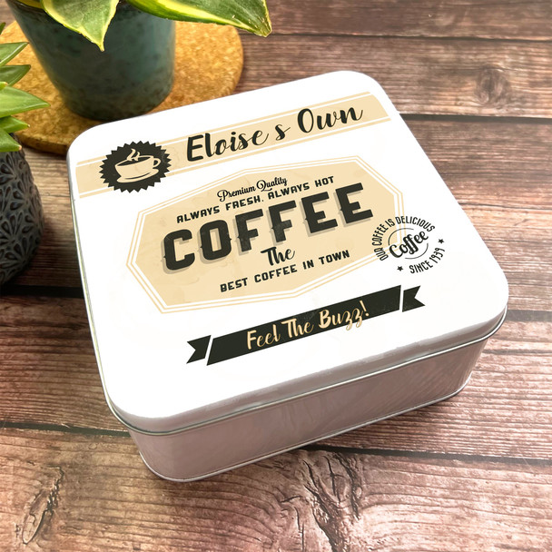 Square Storage Vintage 50'S 60'S Advert Personalised Coffee Tin