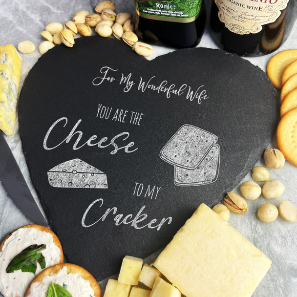 Funny You Are The Cheese Cracker Wonderful Wife Gift Heart Slate Cheese Board