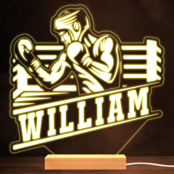 Muscular Boxer In A Helmet & Ring Boxing Fan Personalised Warm White Night Light
