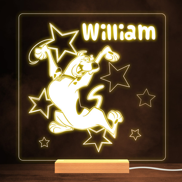 Stars Scooby-Doo Scooby Jumping Kid's Cartoon TV Personalised White Night Light