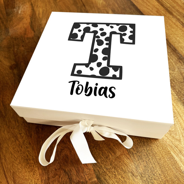 Square Dalmatian Spots Initial Letter T Personalised Hamper Gift Box