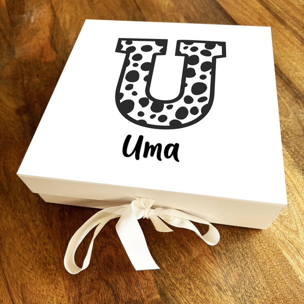 Square Dalmatian Spots Initial Letter U Personalised Hamper Gift Box