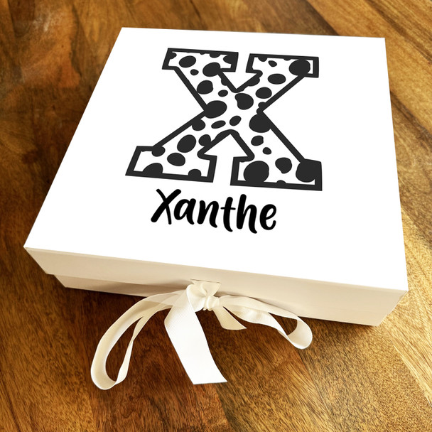 Square Dalmatian Spots Initial Letter X Personalised Hamper Gift Box