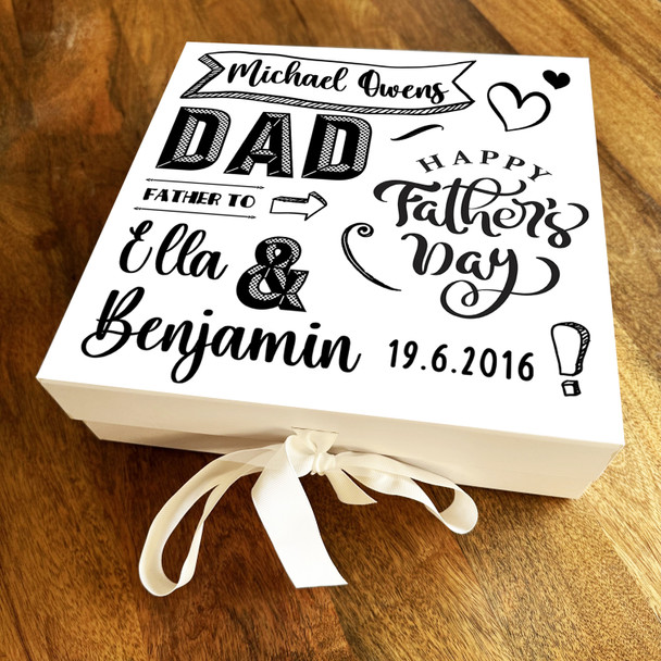 Square Father's Day Black Shabby Chic  Dad Father To Personalised Gift Box