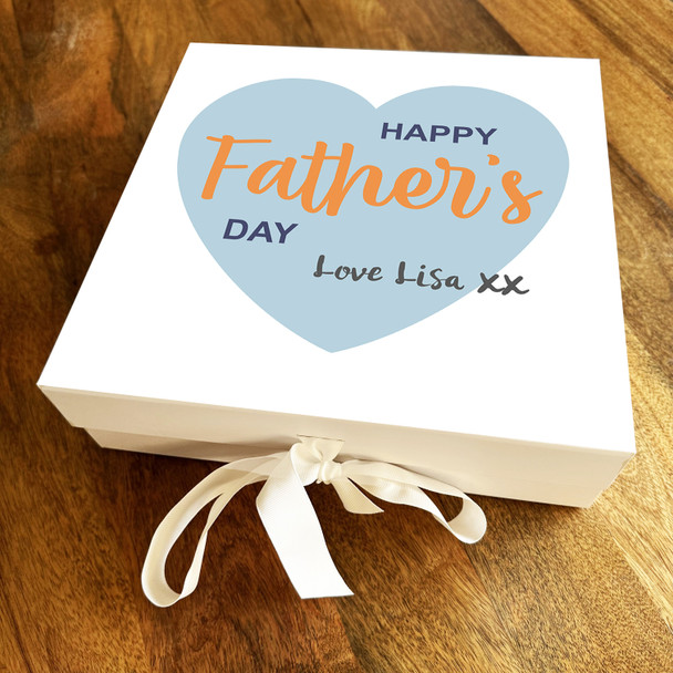 Square Father's Day Simple Heart Blue & Orange Personalised Hamper Gift Box