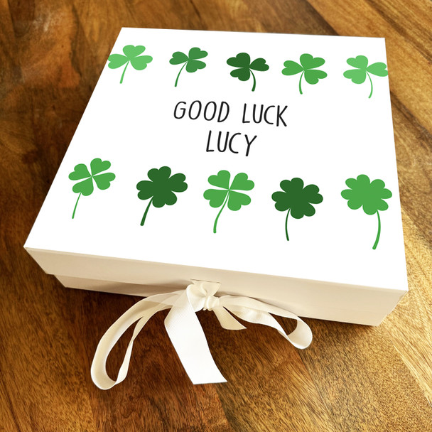 Square Lucky 4 Leaf Clovers Good Luck Personalised Hamper Gift Box