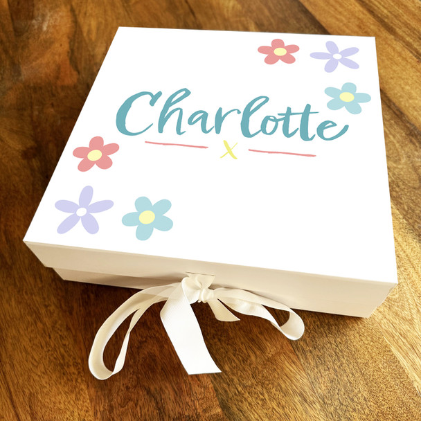 Square Pastel Blue Purple Flowers For You Any Occasion Personalised Gift Box